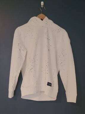 Abercrombie & Fitch White Paint-Splatter Hoodie
